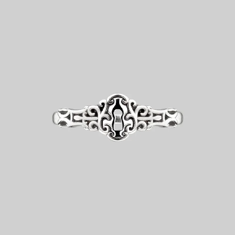 Chic Women's Rings for Fashion-Forward Looks-NO KEY. Door Lock Ring - Silver
