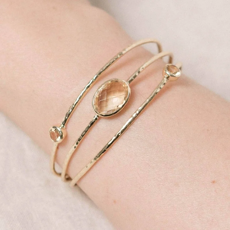 Bangles for Women with Gemstones-Citrine Golden Bracelet