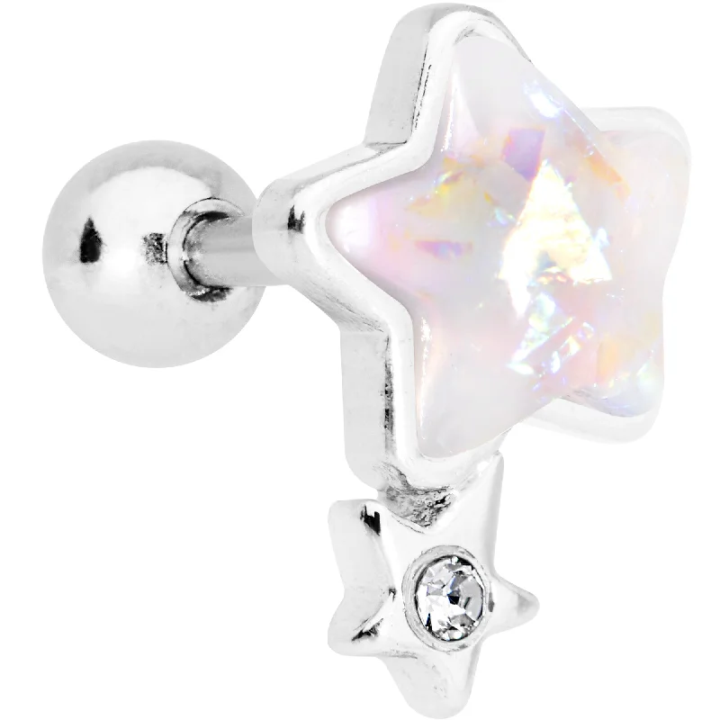 Women's Earrings – Elegant Designs for Every Personality--1/4 White Faux Opal Star Child Cartilage Tragus Earring