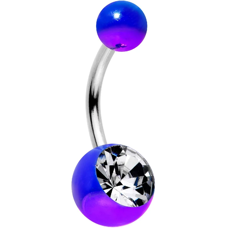 Beautiful Belly Rings for Stunning Style -Clear Gem Blue Purple Pearlescent Acrylic Galactic Rainbow Belly Ring Beautiful Belly Rings for Stunning Style -Clear Gem Blue Purple Pearlescent Acrylic Galactic Rainbow Belly Ring