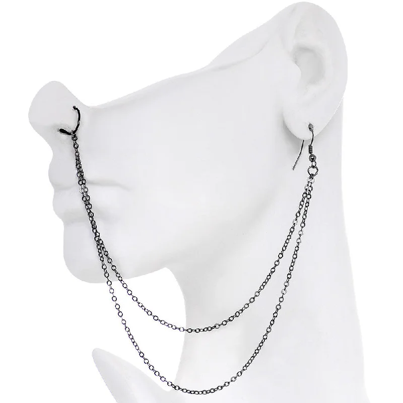 Designer Nose Rings for Bold Looks -Handcrafted Pirate Booty Black Plated Ear to Nose Chain 20 Gauge 5/16 Designer Nose Rings for Bold Looks -Handcrafted Pirate Booty Black Plated Ear to Nose Chain 20 Gauge 5/16