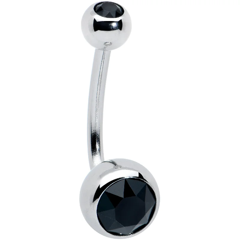 Unique Belly Rings for Statement Style -Black Gem J Curve Belly Ring