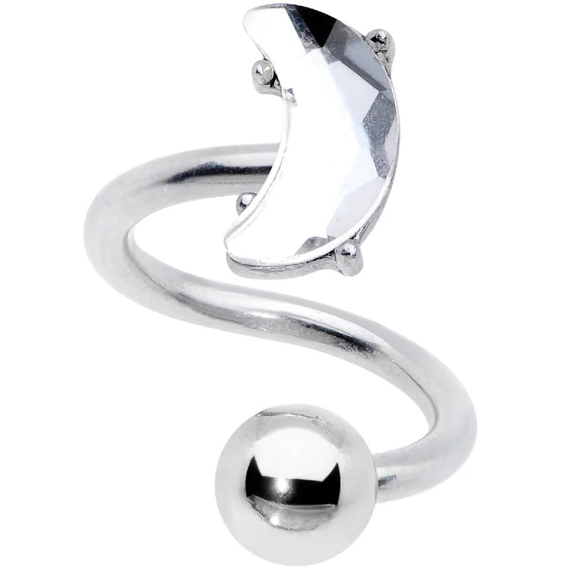 Lip Rings for Bold Fashion Statements14 Gauge 3/8 Clear Gem Faceted Crescent Moon Spiral Twister Belly Ring Lip Rings for Bold Fashion Statements14 Gauge 3/8 Clear Gem Faceted Crescent Moon Spiral Twister Belly Ring