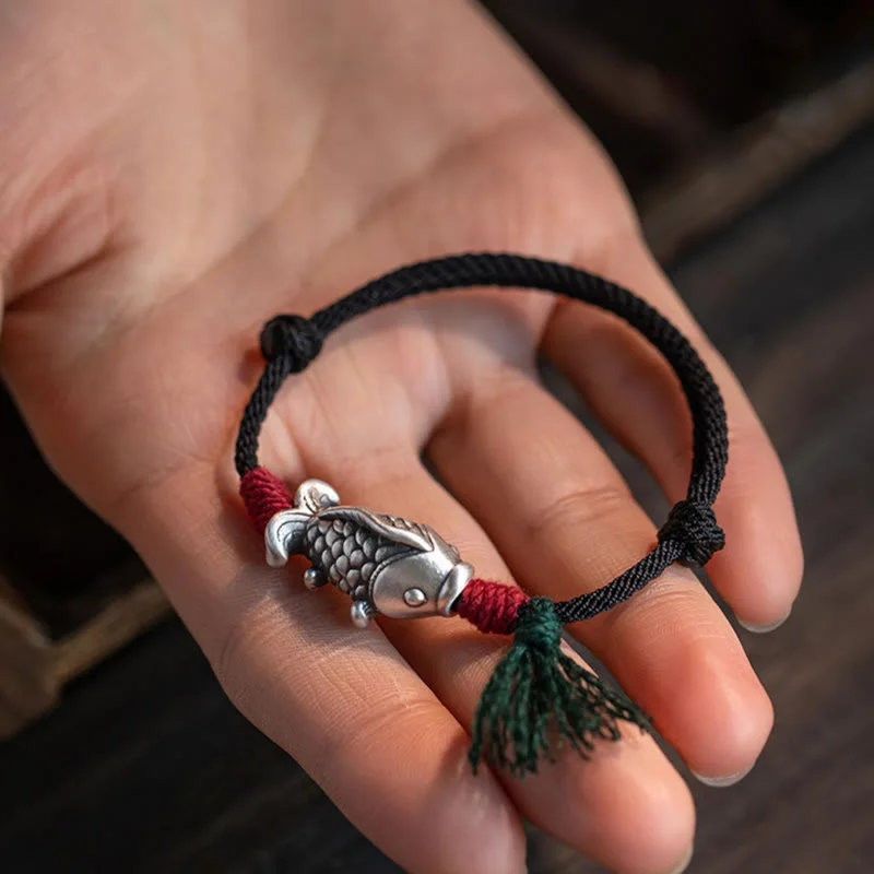 Luxury Silver Bangles for Women-Buddha Stones 925 Sterling Silver Luck Koi Fish Braided Bracelet Luxury Silver Bangles for Women-Buddha Stones 925 Sterling Silver Luck Koi Fish Braided Bracelet