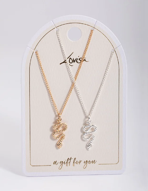 Shop Classic Women's Necklaces & Pendants with a Modern Twist-Mixed Metal Diamante Wiggle Snake Necklace Pack Shop Classic Women's Necklaces & Pendants with a Modern Twist-Mixed Metal Diamante Wiggle Snake Necklace Pack