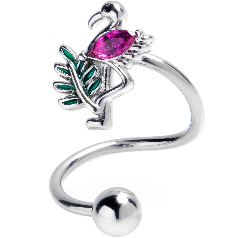 Stylish Belly Rings for Glamorous Look -Pink Gem Fabulous Flamingo Spiral Twister Belly Ring Stylish Belly Rings for Glamorous Look -Pink Gem Fabulous Flamingo Spiral Twister Belly Ring