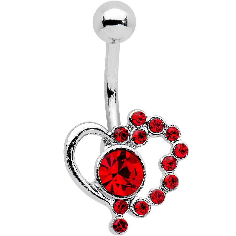 Trendy Belly Rings with Creative Accents -Red Gem Funky Valentines Day Heart Belly Ring Trendy Belly Rings with Creative Accents -Red Gem Funky Valentines Day Heart Belly Ring