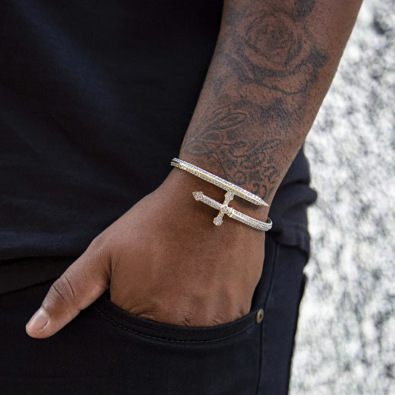Adjustable Bracelets for Men-Two Tone Dagger Bracelet