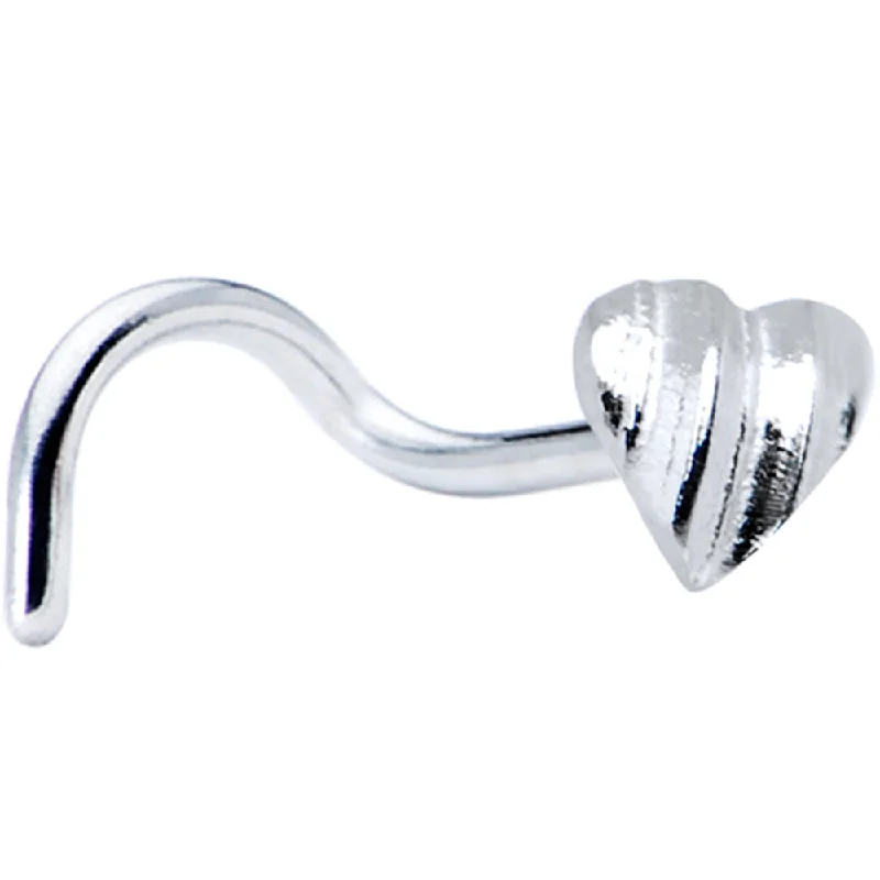 Nose Rings with Radiant Details -Sterling Silver Striped Heart Nose Ring