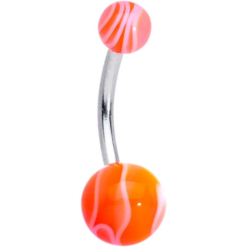 Custom Belly Rings for Personal Touch -Marble Print Tropical Paradise Bell Ring