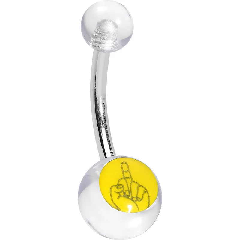 Belly Rings with Unique Features for Modern Style -Clear Acrylic Giving the Middle Finger Belly Ring
