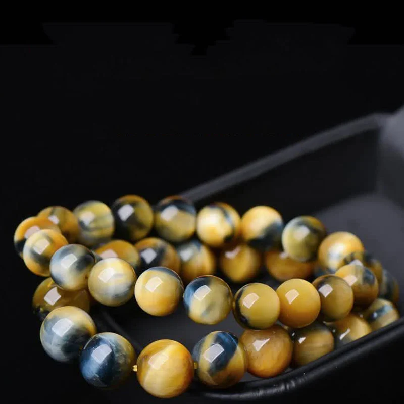 Men's Adjustable Cuff Bracelets with Stones-Buddha Stones Tiger Eye Protection Courage Strength Bracelet