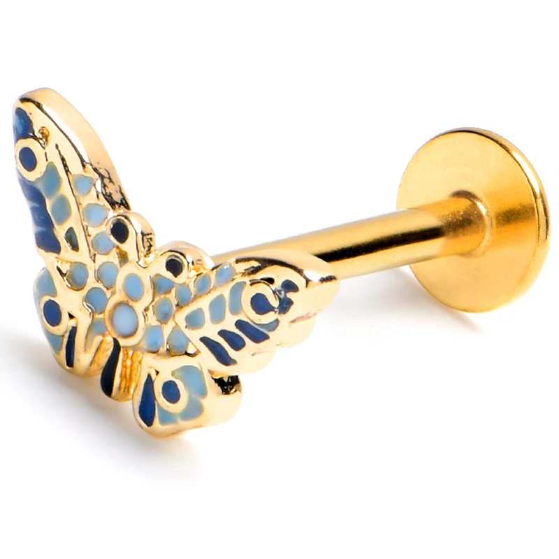 Custom Lip Rings for Exclusive Fashion16 Gauge 5/16 Gold Tone Evening Butterfly Labret Monroe Tragus