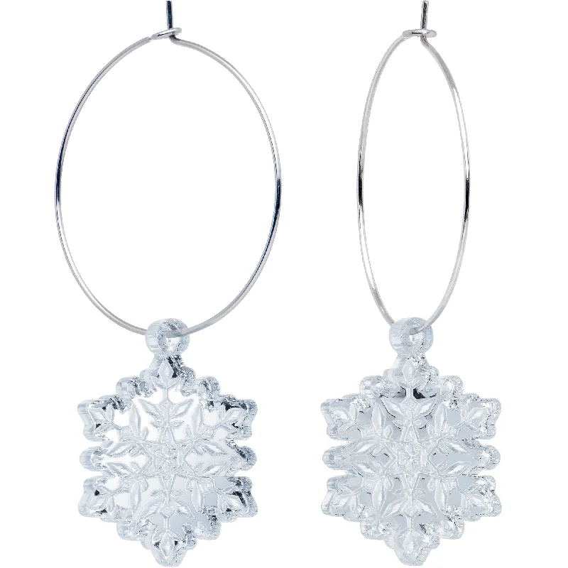 Women's Earrings – Elegant Designs for Every Personality--Ice Clear Winter Snowflake Hoop Earrings