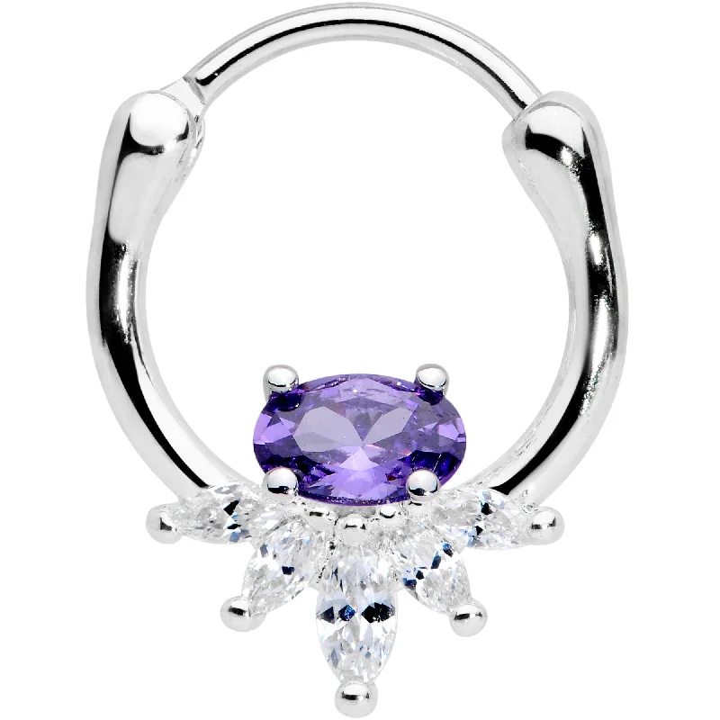 Women's Earrings – Elegant Designs for Every Personality--18 Gauge 3/8 Purple Clear Gem Spray Cartilage Clicker