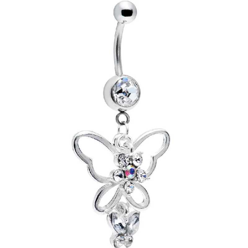 Comfortable Belly Rings for Exclusive Looks -Butterfly Beauty Crystal Clear Belly Ring Comfortable Belly Rings for Exclusive Looks -Butterfly Beauty Crystal Clear Belly Ring