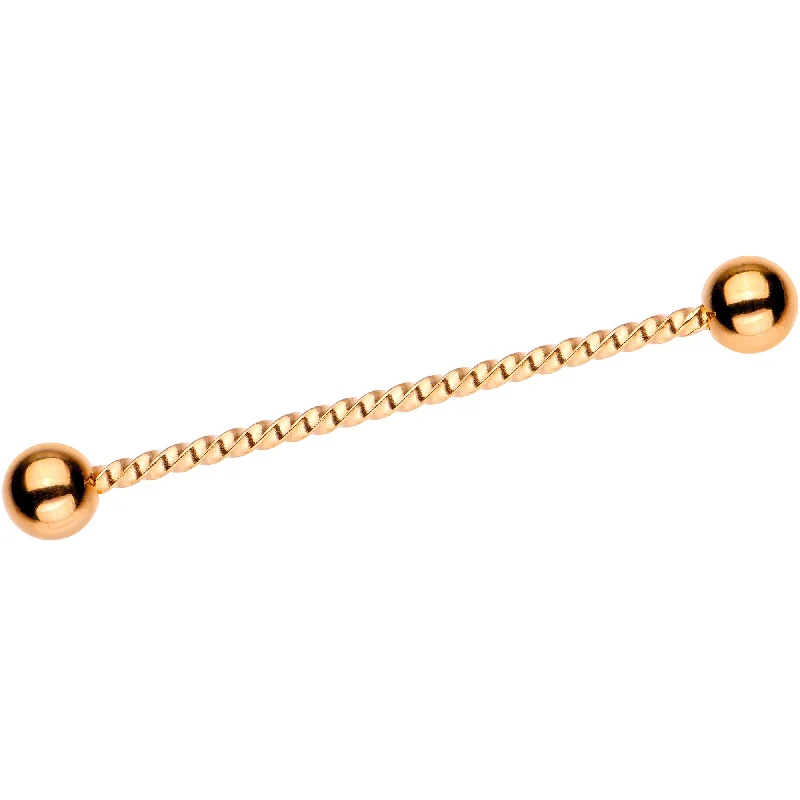 Women's Earrings – Elegant Designs for Every Personality--Rose Gold Tone IP Seriously Twisted Industrial Barbell Earring 38mm