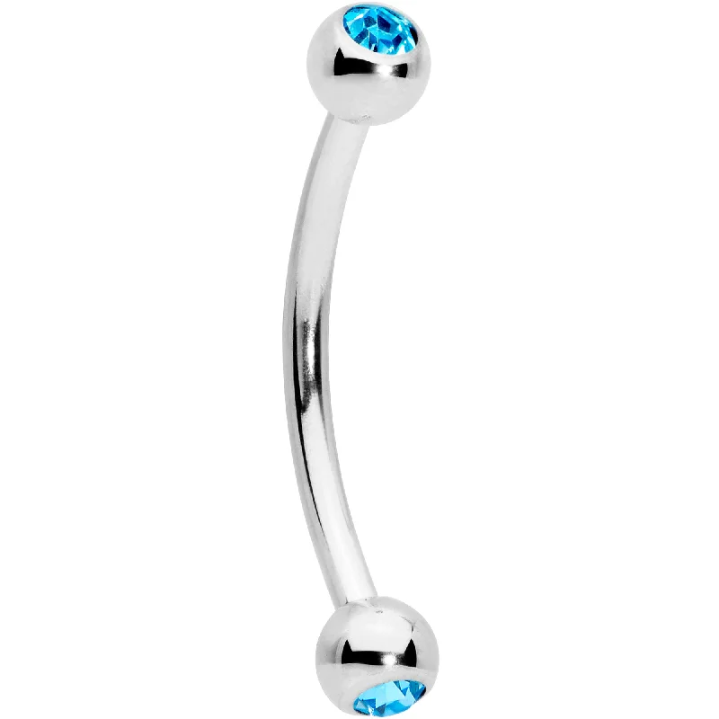 Women's Earrings – Elegant Designs for Every Personality--16 Gauge 1/2 Aqua Gem Ball End Curved Barbell