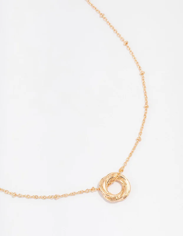 Shop Classic Women's  Necklaces & Pendants with a Modern Twist-Gold Ball Chain O Ring Necklace