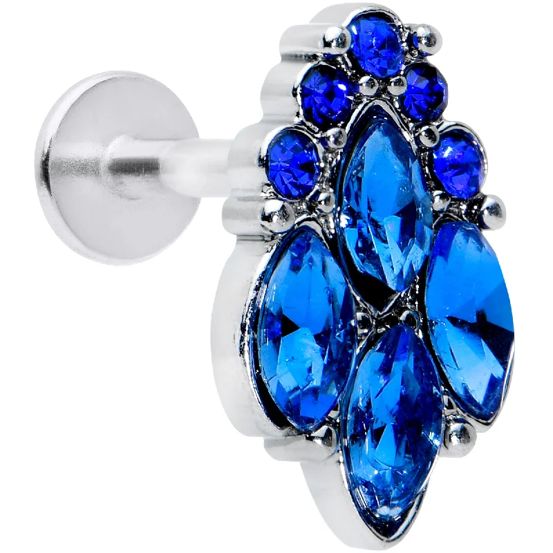 Lip Rings with Bold Stones for a Dazzling Effect16 Gauge 1/4 Blue CZ Gem Fountain Labret Monroe Tragus Lip Rings with Bold Stones for a Dazzling Effect16 Gauge 1/4 Blue CZ Gem Fountain Labret Monroe Tragus