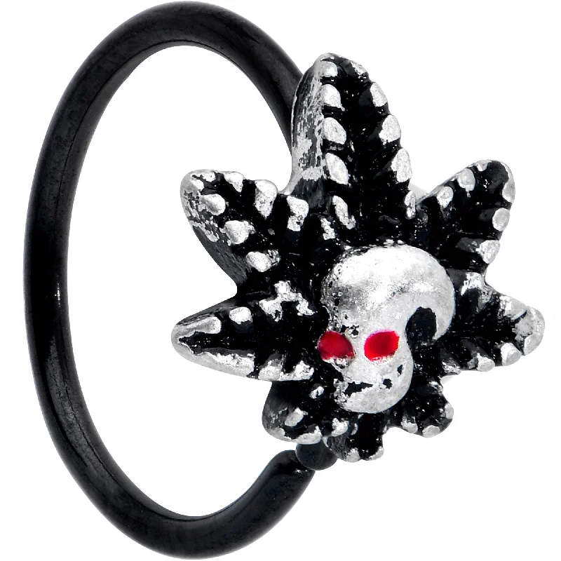 Nose Rings for Special Events -20 Gauge 5/16 Red Gem Black Pot Leaf Skull Nose Hoop