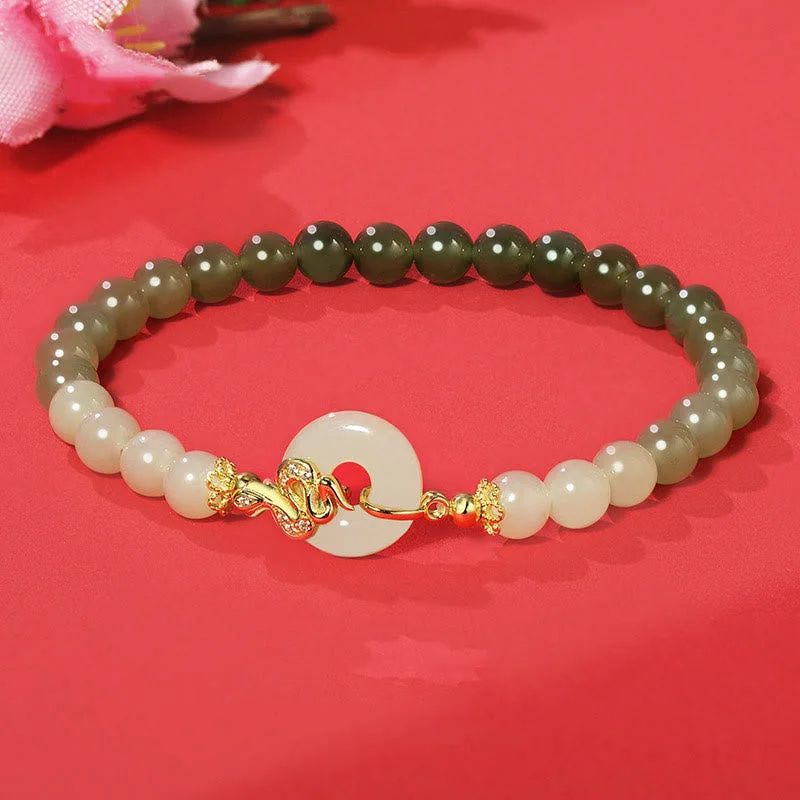Simple Leather Bracelets for Men-Buddha Stones Hetian Jade 925 Sterling Silver Year Of The Snake Peace Buckle Luck Bracelet Simple Leather Bracelets for Men-Buddha Stones Hetian Jade 925 Sterling Silver Year Of The Snake Peace Buckle Luck Bracelet