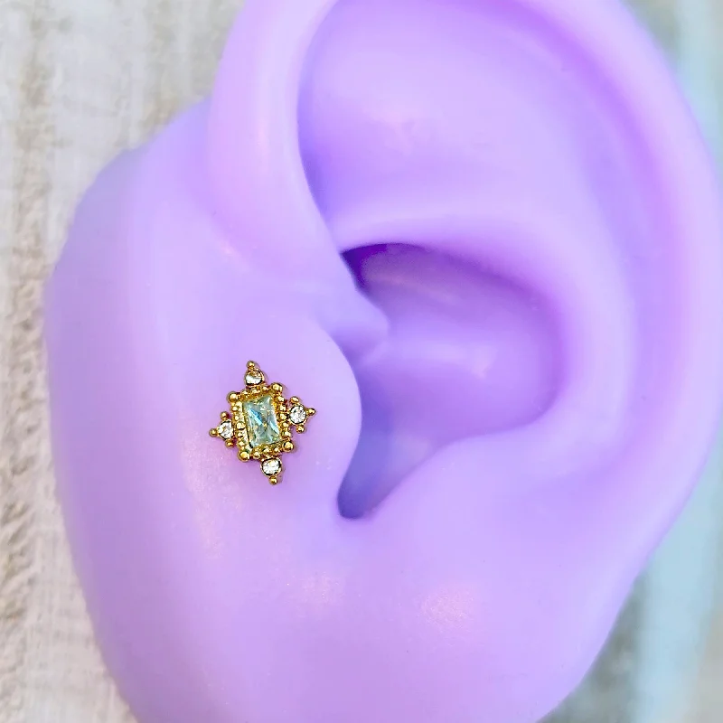 Women's Earrings – Elegant Designs for Every Personality--16 Gauge 1/4 Clear Blue Gem Gold Tone Regal Seal Cartilage Tragus Earring