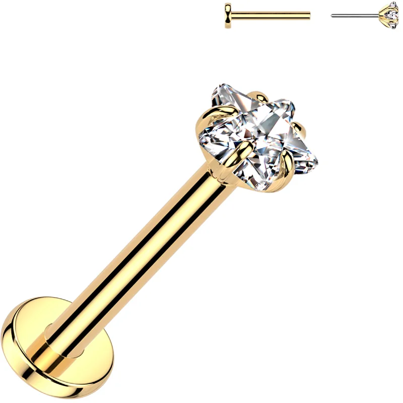 Women's Earrings – Elegant Designs for Every Personality--20 Gauge 5/16 3mm CZ Star Gold PVD Medical Grade Titanium Flat Back Earring Women's Earrings – Elegant Designs for Every Personality--20 Gauge 5/16 3mm CZ Star Gold PVD Medical Grade Titanium Flat Back Earring