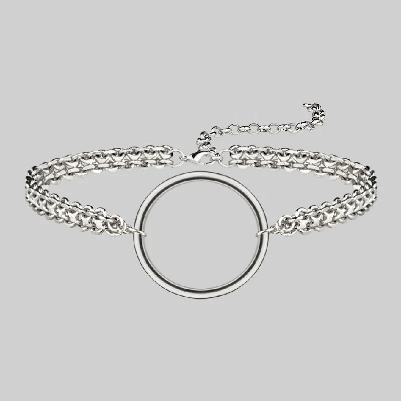 Shop Classic Women's  Necklaces & Pendants with a Modern Twist-PARADOX. Oversized Ring Chain Choker - Silver