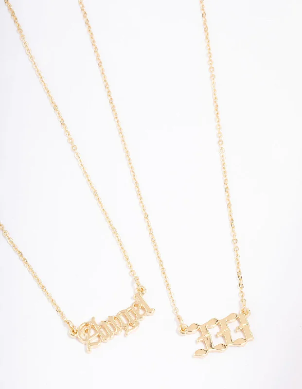 Shop Classic Women's  Necklaces & Pendants with a Modern Twist-Gold Plated Angel Number '333' Layered Necklace