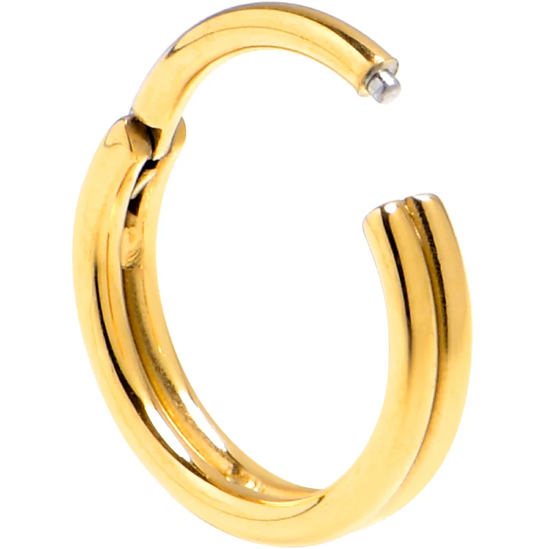 Nose Rings with Bold Gems -20 Gauge 1/4 Gold PVD 316L Surgical Steel Double Precision Hinged Segment Ring Nose Rings with Bold Gems -20 Gauge 1/4 Gold PVD 316L Surgical Steel Double Precision Hinged Segment Ring