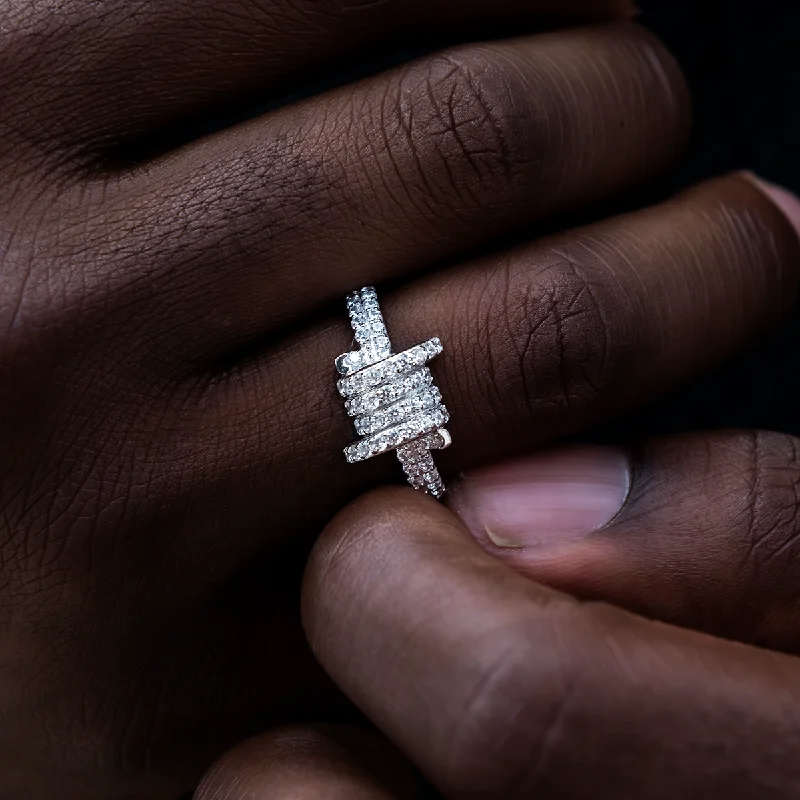 Exclusive Men's Necklaces & Pendants for the Modern Gentleman-Iced Barbed Wire Ring in White Gold Vermeil Exclusive Men's Necklaces & Pendants for the Modern Gentleman-Iced Barbed Wire Ring in White Gold Vermeil