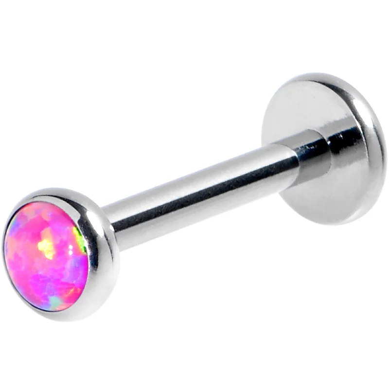 Classic Lip Rings with Unique Touches16 Gauge 5/16 Pink Synthetic Opal G23 Titanium Threadless Push In Labret Classic Lip Rings with Unique Touches16 Gauge 5/16 Pink Synthetic Opal G23 Titanium Threadless Push In Labret