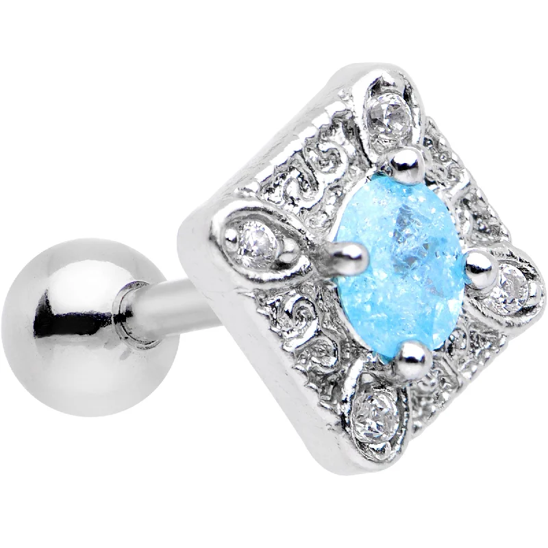 Women's Earrings – Elegant Designs for Every Personality--16 Gauge 1/4 Clear Aqua Gem Rococo Rhombus Tragus Cartilage Earring Women's Earrings – Elegant Designs for Every Personality--16 Gauge 1/4 Clear Aqua Gem Rococo Rhombus Tragus Cartilage Earring