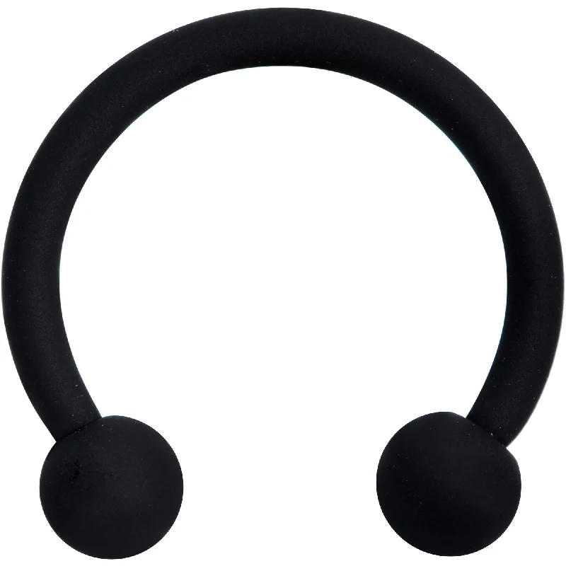 Women's Earrings – Elegant Designs for Every Personality--16 Gauge 3/8 Beauteous Black Matte Horseshoe Circular Barbell