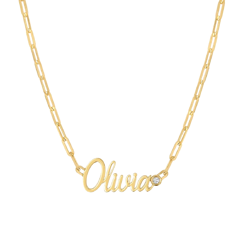 Shop Classic Women's Necklaces & Pendants with a Modern Twist-Paper Clip Script Diamond Name Necklace Shop Classic Women's Necklaces & Pendants with a Modern Twist-Paper Clip Script Diamond Name Necklace