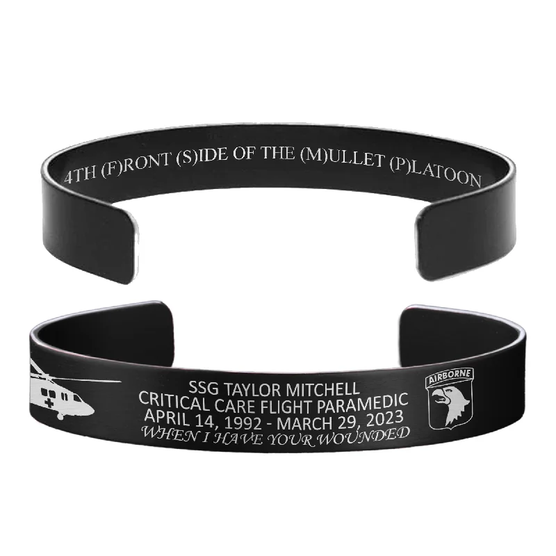 Cool Leather Cuff Bracelets for Men-SSG Taylor Mitchell Memorial Band – Hosted by the Mitchell Family Cool Leather Cuff Bracelets for Men-SSG Taylor Mitchell Memorial Band – Hosted by the Mitchell Family