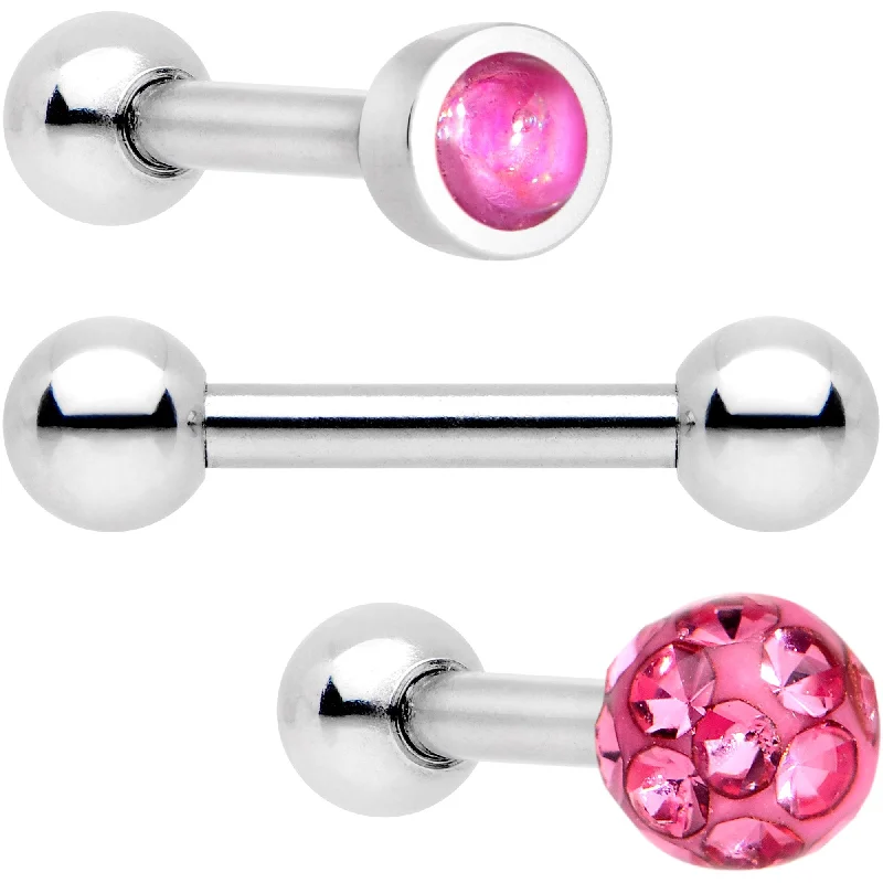 Women's Earrings – Elegant Designs for Every Personality--16 Gauge 1/4 Pink Faux Opal Inlay Cartilage Tragus Earring 3 Pack Set Women's Earrings – Elegant Designs for Every Personality--16 Gauge 1/4 Pink Faux Opal Inlay Cartilage Tragus Earring 3 Pack Set