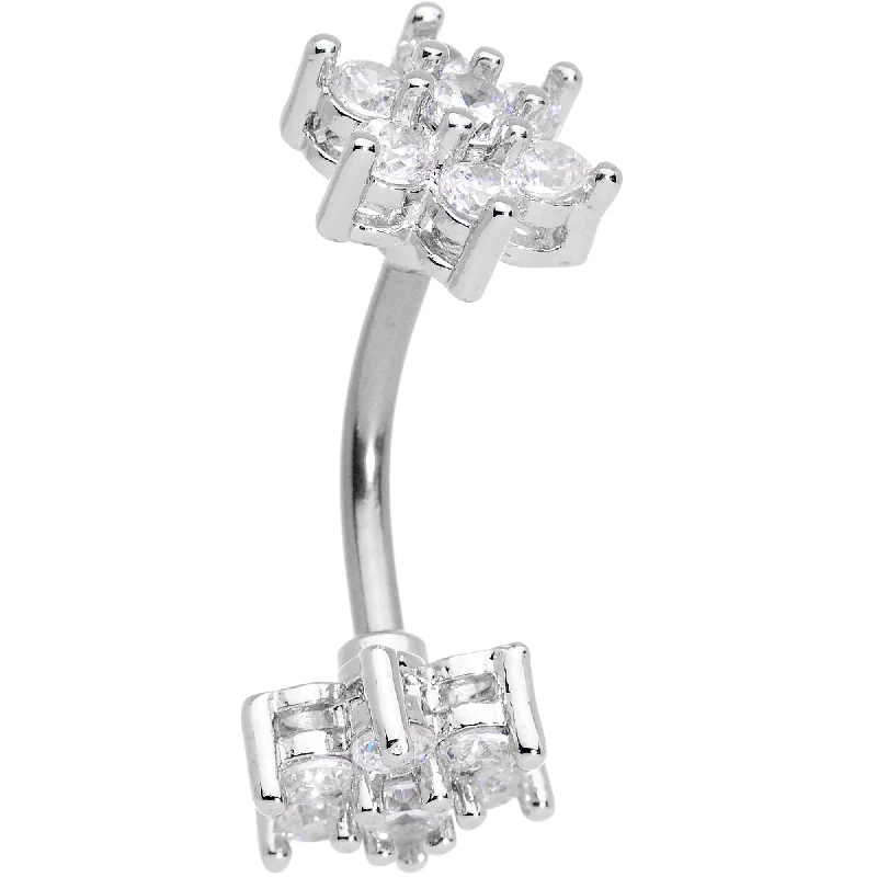 Elegant Belly Rings for Special Celebrations -Clear Gem Double Star Reversible Double Mount Belly Ring Elegant Belly Rings for Special Celebrations -Clear Gem Double Star Reversible Double Mount Belly Ring