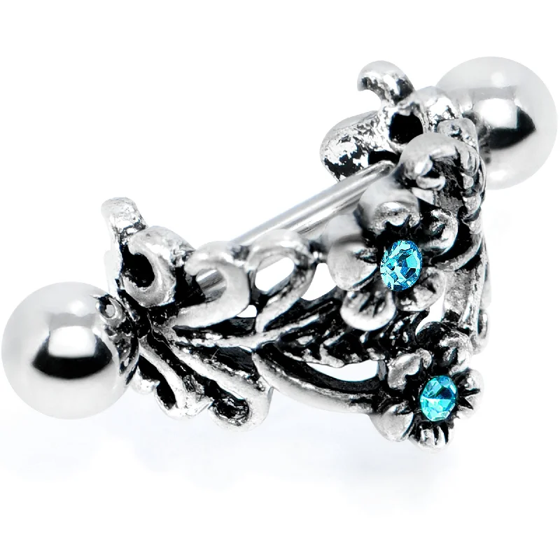 Women's Earrings – Elegant Designs for Every Personality--16 Gauge 1/2 Blue Gem Double Daisy Flower Cuff Cartilage Earring Women's Earrings – Elegant Designs for Every Personality--16 Gauge 1/2 Blue Gem Double Daisy Flower Cuff Cartilage Earring