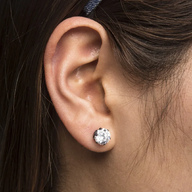 Women's Earrings – Elegant Designs for Every Personality--Womens Clear CZ Gem Gold IP Steel Stud Earrings Women's Earrings – Elegant Designs for Every Personality--Womens Clear CZ Gem Gold IP Steel Stud Earrings