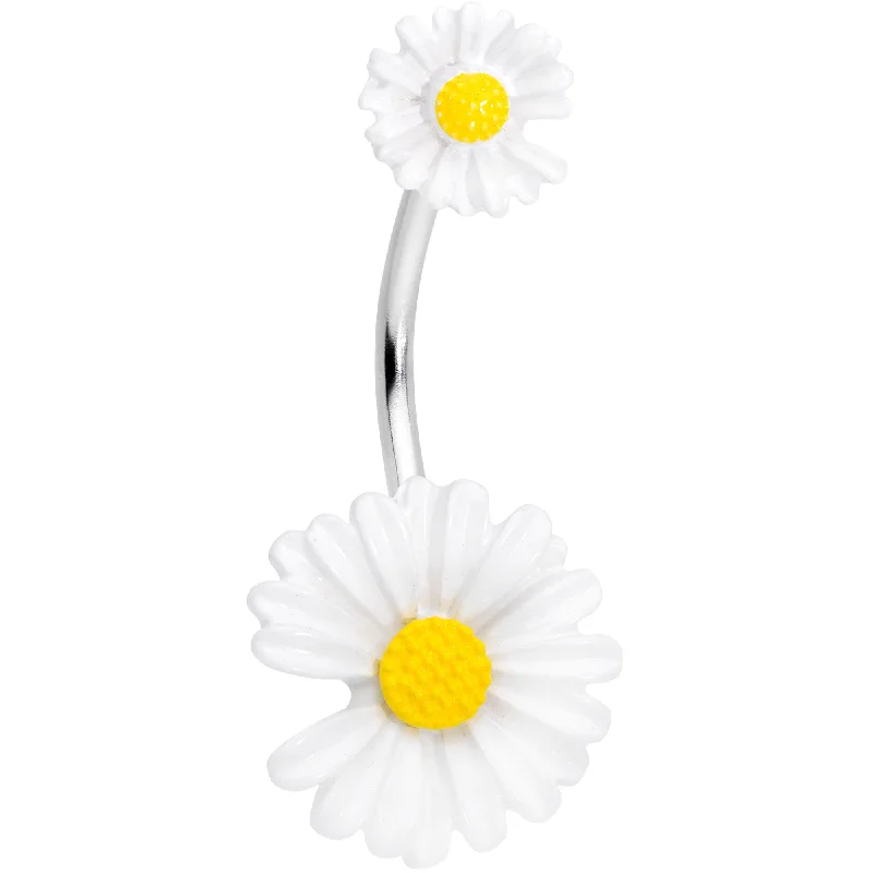 Beautiful Belly Rings with Unique Touch -White Double Flower Double Mount Belly Ring Beautiful Belly Rings with Unique Touch -White Double Flower Double Mount Belly Ring