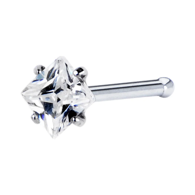 Adjustable Nose Rings -18 Gauge Clear Diamond Cubic Zirconia Nose Bone