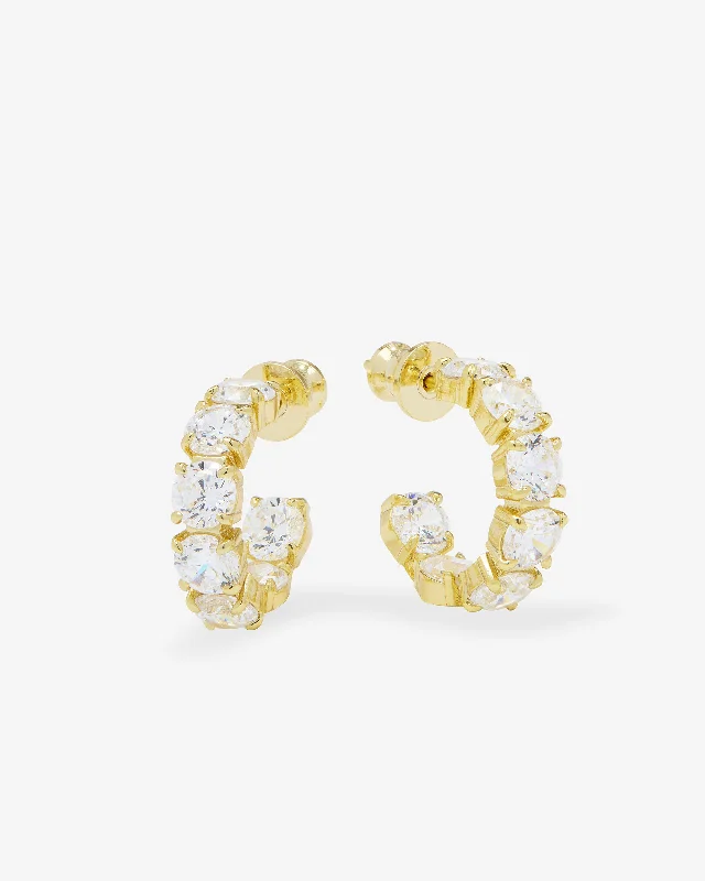 Women's Earrings – Elegant Designs for Every Personality--"Oh She Fancy" Hoops .75" - Gold|White Diamondettes Women's Earrings – Elegant Designs for Every Personality--"Oh She Fancy" Hoops .75" - Gold|White Diamondettes