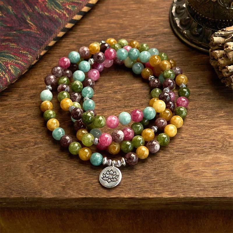 Engraved Personalized Cuff Bracelets for Men-Buddha Stones 108 Mala Beads Multi-layer Natural Tourmaline Lotus Wisdom Bracelet Engraved Personalized Cuff Bracelets for Men-Buddha Stones 108 Mala Beads Multi-layer Natural Tourmaline Lotus Wisdom Bracelet