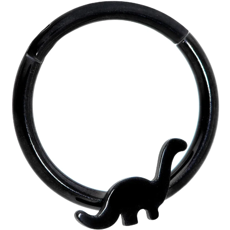 Nose Rings for Special Styling -16 Gauge 3/8 Black Brontosaurus Dinosaur Hinged Segment Ring Nose Rings for Special Styling -16 Gauge 3/8 Black Brontosaurus Dinosaur Hinged Segment Ring