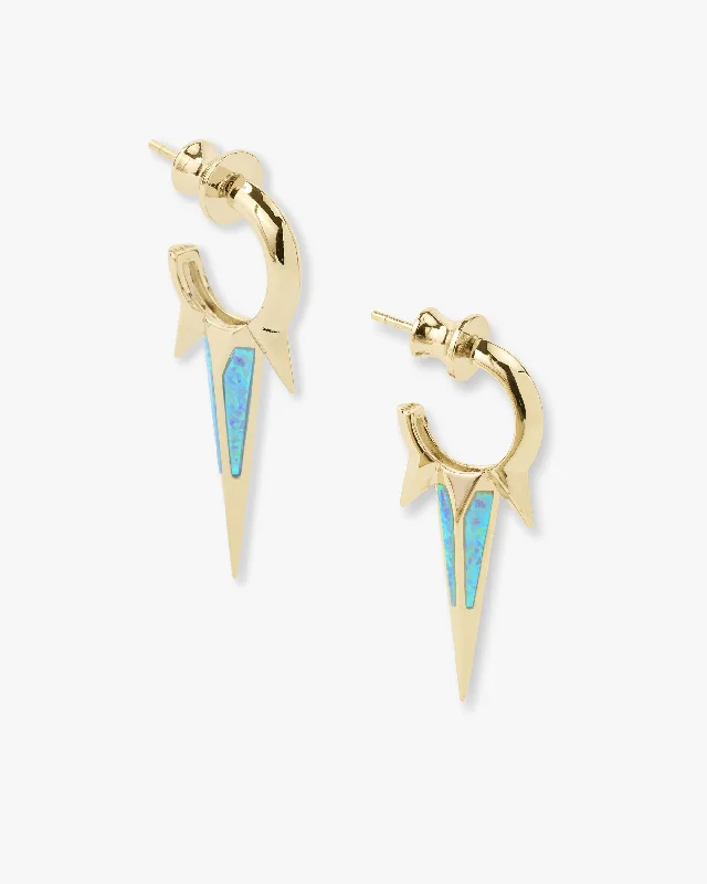 Women's Earrings – Elegant Designs for Every Personality--Gabriella Blue Opal Triple Spike Earrings - Gold|Blue Opal
