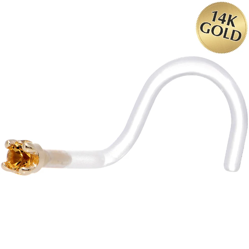 Nose Rings with Silver Finish -18 Gauge 1/4 Yellow Gold 1.5mm Genuine Citrine Bioplast Nose Ring Nose Rings with Silver Finish -18 Gauge 1/4 Yellow Gold 1.5mm Genuine Citrine Bioplast Nose Ring