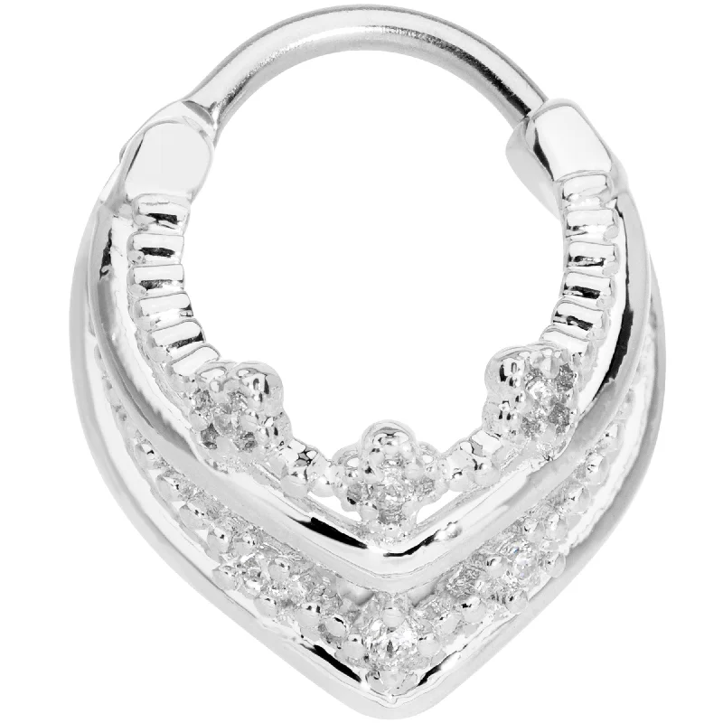 Nose Rings with Tiny Diamonds -16 Gauge 3/8 Pretty Princess Hinged Septum Ring