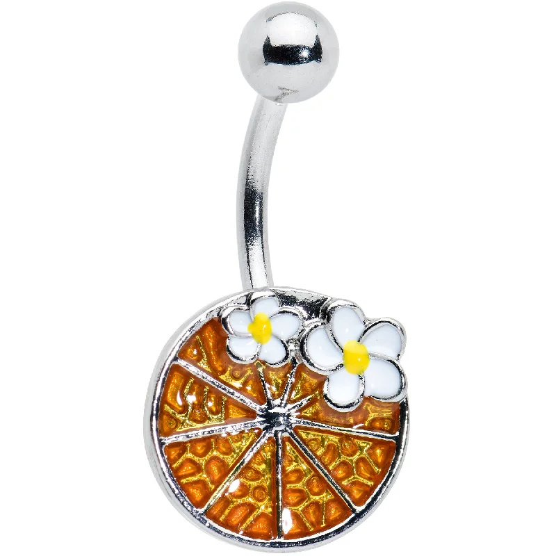 Comfortable Belly Rings with Stylish Features -Sweet Orange Fruit Flower Belly Ring